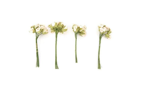 Mini Off White and Pale Pink Paper Flowers Tiny Paper Flowers 48 Pieces NTN00004